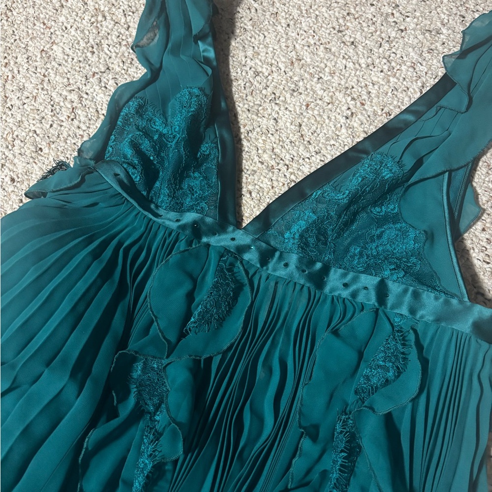 Elegant Teal Pleated Dress